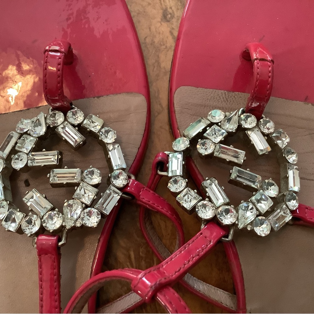 Gucci Swarovski Crystal Patent Leather Sandals